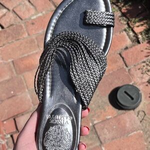 Vince Camuto Braided Metallic Slide Sandal - Black